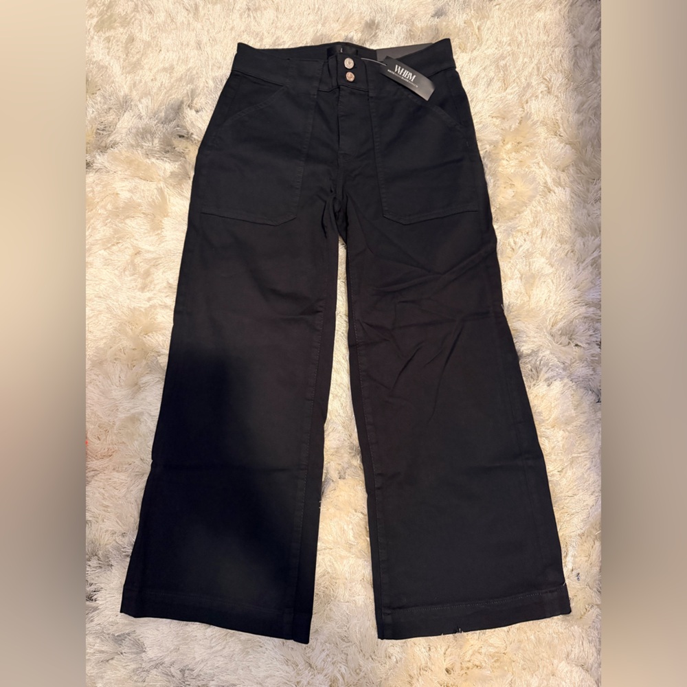 White House Black Market Wide-Leg Black Cropped Jeans